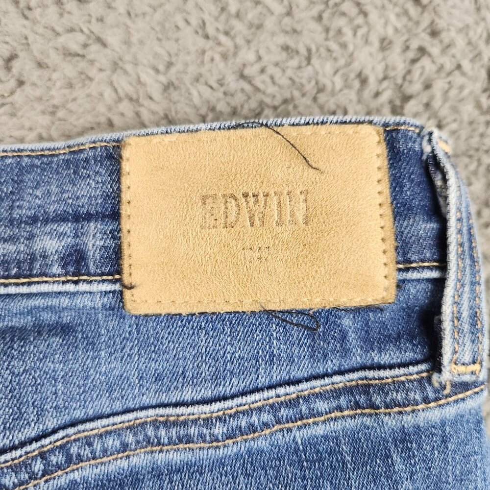 Edwin Bree Jeans Women's Size 26 Deja Blue Classic Straight Leg Mid Rise Ankle - Picture 11 of 12